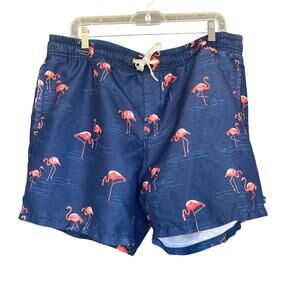Sperry Top-Sider‎ Swim Trunks Mens Medium Flamingo Print Board Shorts Beachwear